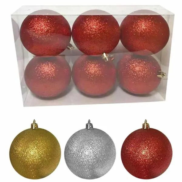 Μπάλα Glitter πακ=6τεμ φ8 ø8cm Xmasfest 1131716