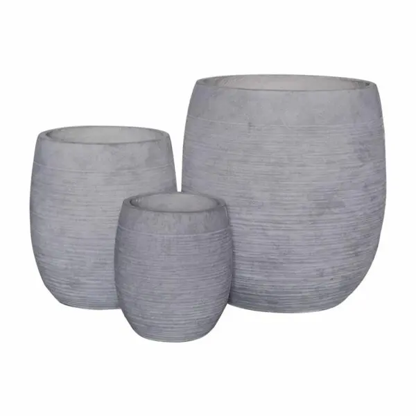FLOWER POT-8  Set 3 τεμαχίων, Απόχρωση Light Grey Wash (Φ25x28 - Φ35x39 - Φ48x52cm)