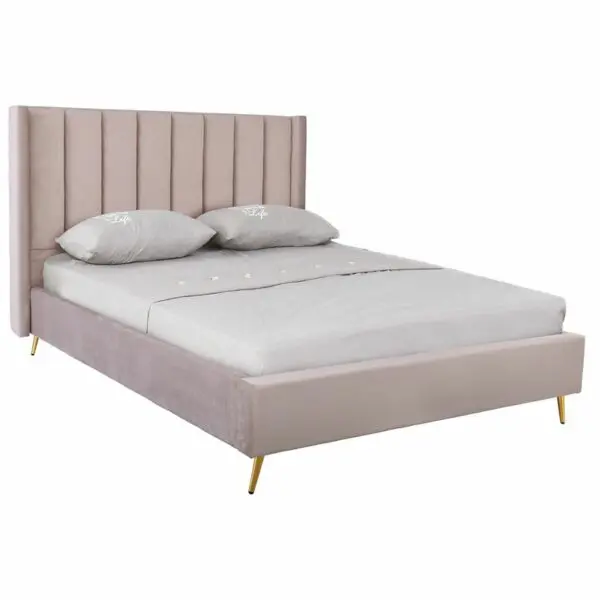 PASSION  Κρεβάτι Διπλό για Στρώμα 160x200cm, Ύφασμα Velure Απόχρωση Cappuccino (171x227x120cm)