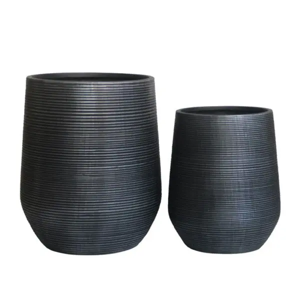 FLOWER POT-17 Set 2 τεμαχίων, Cement Απόχρωση Anthracite (Φ45x50cm - Φ53x63cm)