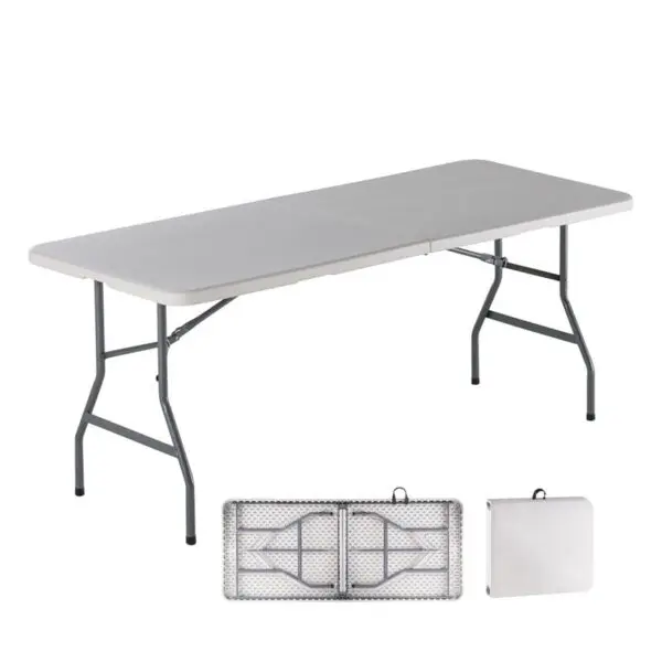 BLOW-R Τραπέζι Συνεδρίου - Catering Πτυσσόμενο (Βαλίτσα), HDPE Άσπρο, Μέταλλο Βαφή Γκρι (180x75x74cm)