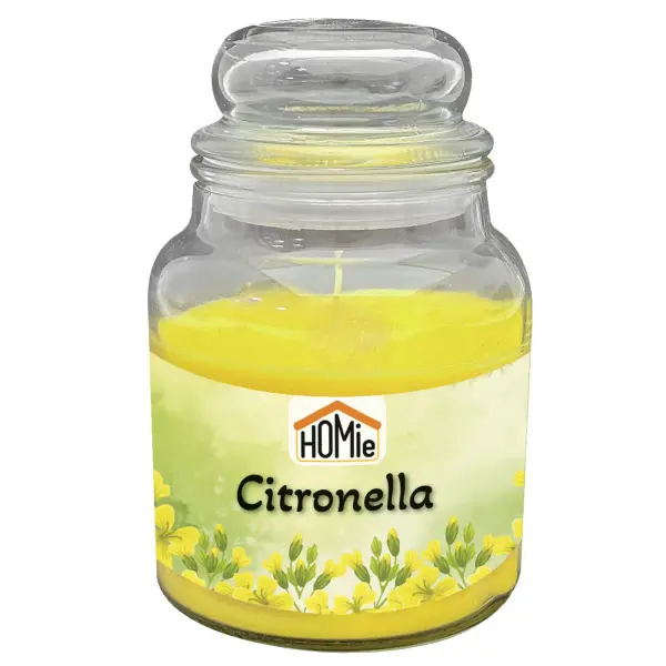 Κερί Σιτρονέλα σε Βάζο με Καπάκι Μεγάλο 50h 311gr Net, 14,5x11cm Homie 57469