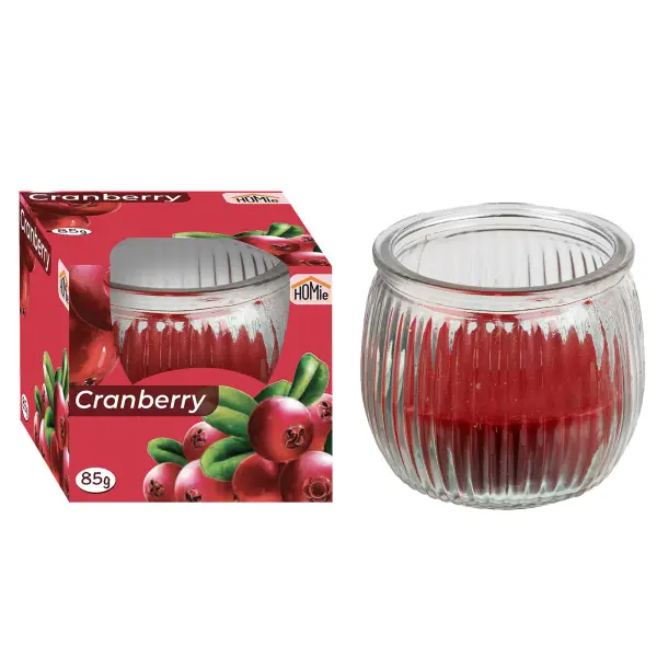 Κερί Wild Cranberry σε Βάζο 21h 85gr Net, 7x6,5cm Homie 57481
