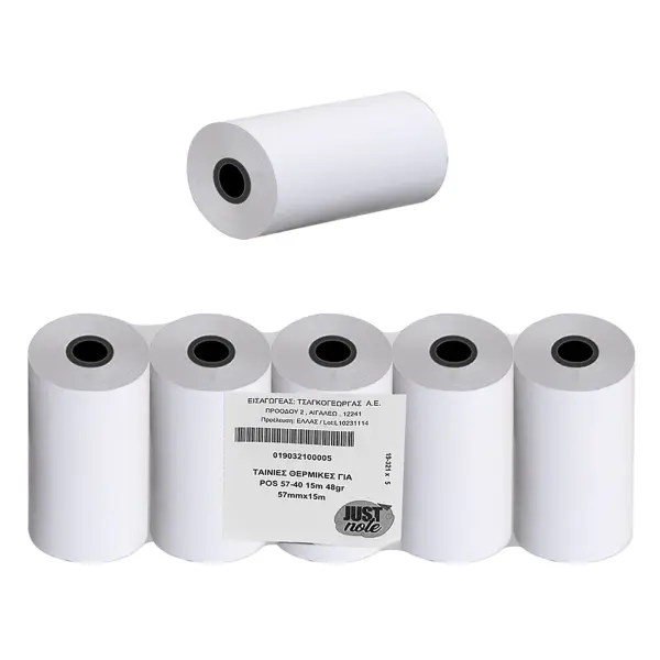 Ταινίες Θερμικές για pos 57-40 15m 48gr 57-40(Υ:57), για Pos, 15m Χαρτί JustNote 39341