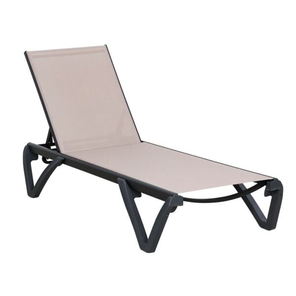 CAPRI K/D Ξαπλώστρα Αλουμίνιο Μαύρο, PP-UV Μαύρο - Textilene Cappuccino (68/58x190x30cm)