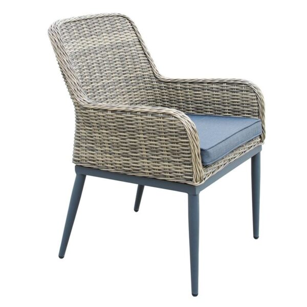 HAVANA Πολυθρόνα Τραπεζαρίας Κήπου-Βεράντας, ALU - Wicker Grey Brown, Μαξιλάρι Ανθρακί (64x65x85cm)