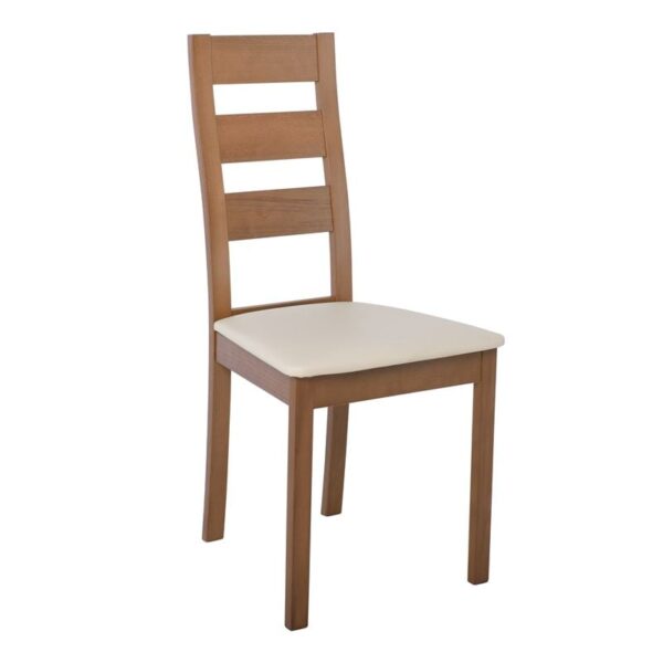 MILLER Καρέκλα Οξιά Aroma Beech, PVC Εκρού (45x52x97cm)