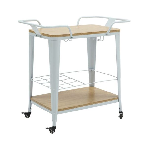 RELIX Trolley Bar-Pro Μέταλλο Βαφή Άσπρο, MDF Απόχρωση Φυσικό (86x51x86cm)