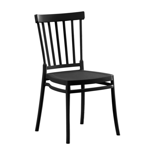 WINDSOR Καρέκλα Τραπεζαρίας Κήπου Στοιβαζόμενη, PP Μαύρο UV Protection (46x53x86cm)