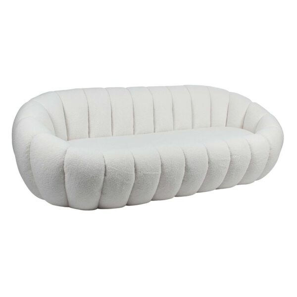 BEVERLY Καναπές 3θ - Σαλονιού - Καθιστικού, Teddy Ύφασμα Άσπρο (199x96x62cm)