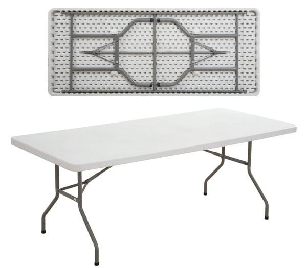 BLOW Τραπέζι Συνεδρίου - Catering Πτυσσόμενο, Μέταλλο Βαφή Γκρι, HDPE Άσπρο 45mm (183x76x74cm)