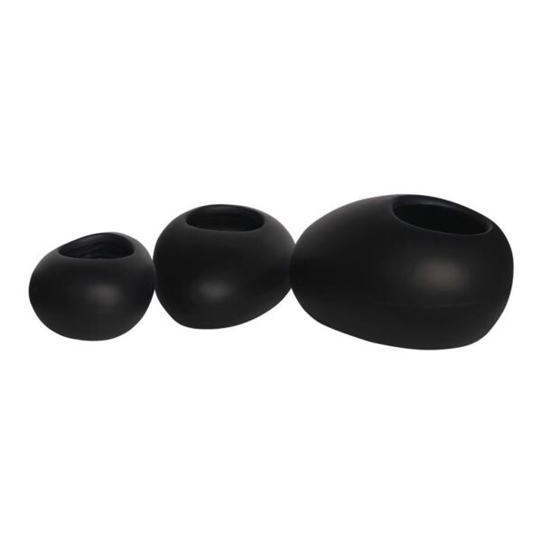 FLOWER POT-ROCK Set 3 τεμαχίων, Cement Απόχρωση Black (40x30x19- 50x32x19- 56x43x29cm)