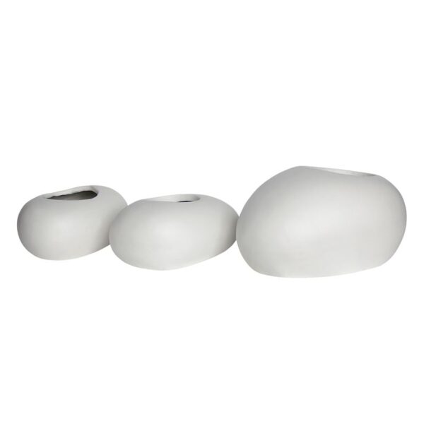 FLOWER POT-ROCK Set 3 τεμαχίων, Cement Απόχρωση White (40x30x19- 50x32x19- 56x43x29cm)