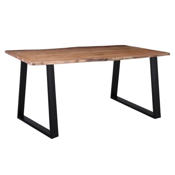 LIZARD-W Slim Τραπέζι Κουζίνας-Τραπεζαρίας, Μέταλλο Βαφή Μαύρο, Ξύλο Ακακία Φυσικό (140x80x77cm Solid Wood 25mm)