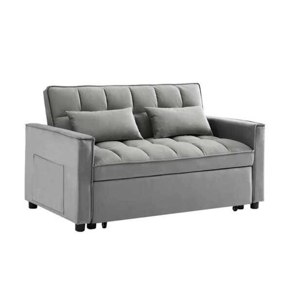 TEMPO Καναπές - Κρεβάτι, Με ανάκλιση πλάτης, Ύφασμα Velure Γκρι (140x95x80 - Κρεβάτι:120x178 cm)