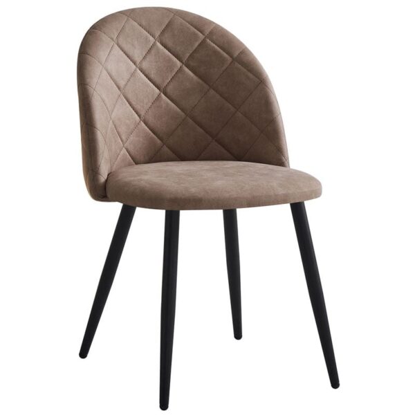 BELLA Καρέκλα Τραπεζαρίας, Μέταλλο Βαφή Μαύρο, Ύφασμα Απόχρωση Suede Μπεζ (50x56x80cm)