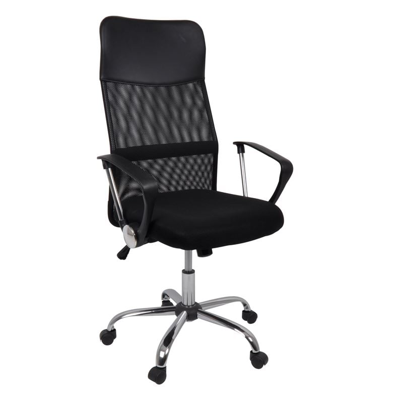 bf2400-polythrona-grafeiou-diefthynti-vasi-chromio-pu-mavro-mesh-mavro-enlarge