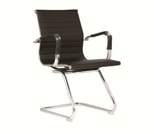 BF3300V Πολυθρόνα Γραφείου Επισκέπτη, Μέταλλο Βάση Χρώμιο PU Μαύρο (55x60x91cm)