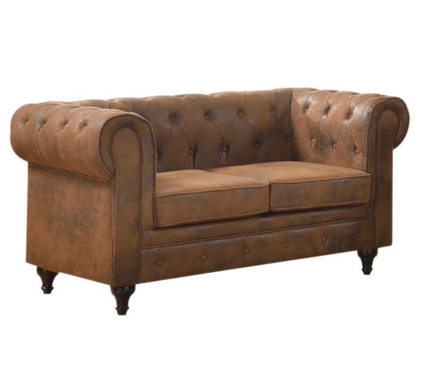 CHESTERFIELD York Kαναπές 2Θέσιος Σαλονιού - Καθιστικού, Ύφασμα Απόχρωση Καφέ Camel (150x82x77cm)