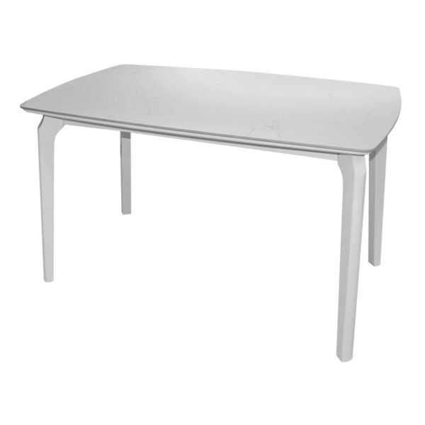 DALIN Τραπέζι Τραπεζαρίας- Κουζίνας, Ξύλο Άσπρο-Επιφάνεια Sintered Stone White Marble (130x80x74cm)