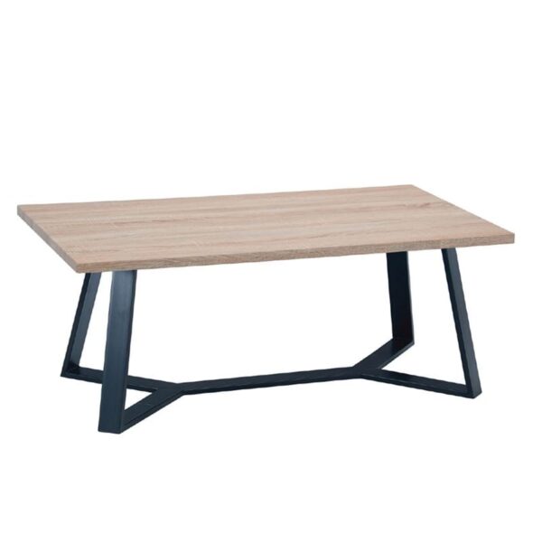 HANSON Τραπεζάκι Σαλονιού Καθιστικού, Μέταλλο Βαφή Μαύρο, Sonoma (110x60x45cm)