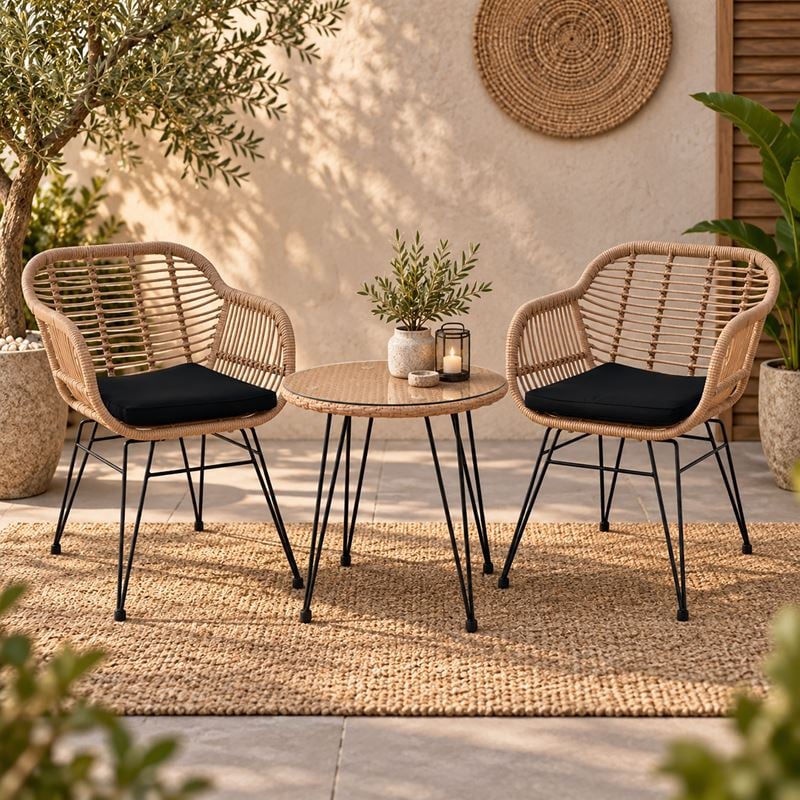 salsa-set-kipou-trapezi-2-polythrones-metallo-mavro-wicker-fysiko-maxilari-mavro-enlarge